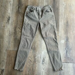 True Religion Mid Rise Green Skinny Jeans